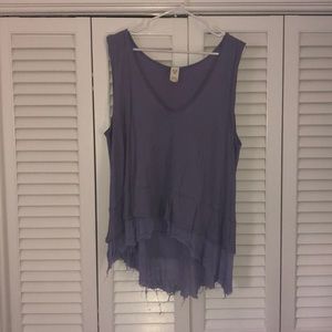 Purple distressed tank top